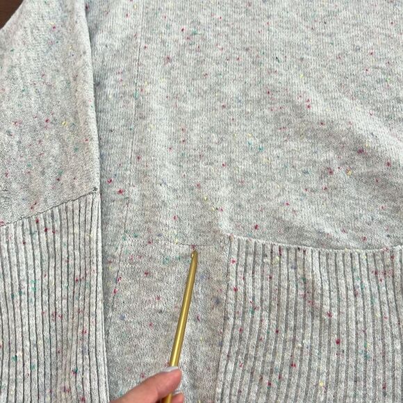 LOFT Flecked Poncho Sweater Sz S Oversized Flowy Relaxed Dolman Sleeve Pocket - Picture 7 of 9